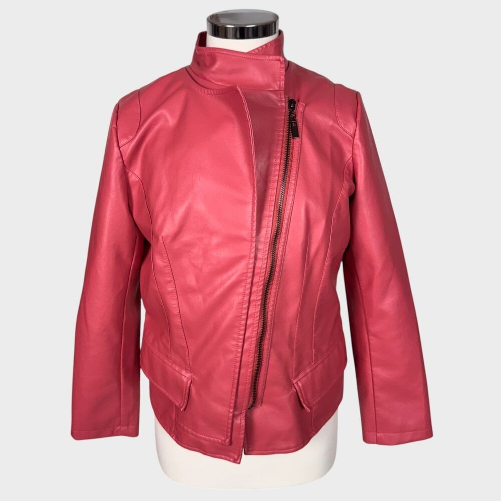 Chou Yatou Medium Pink Faux Leather Moto Jacket